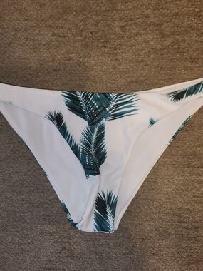 Zaful White and Teal Tropical Print Bikini Bottoms